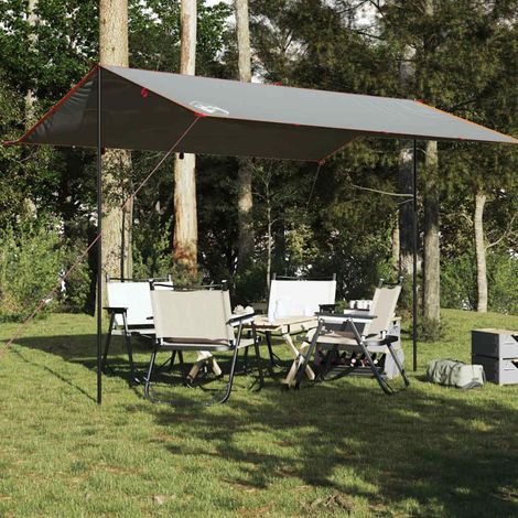 Telo da campeggio vidaXL, grigio e arancione, 400x294 cm, impermeabile
