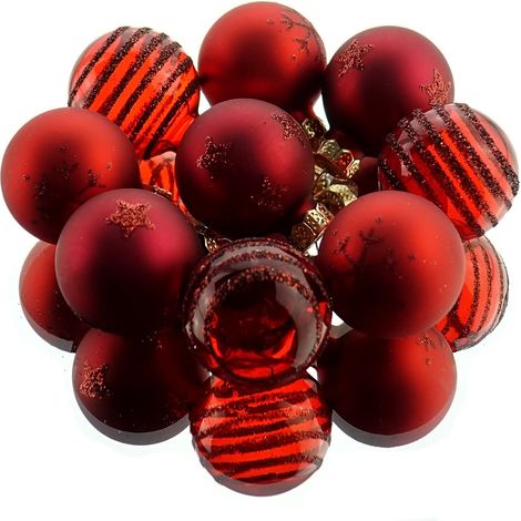 Christbaum-Micro-Kugeln Red rot Ø 3 cm aus Glas - 9er Set