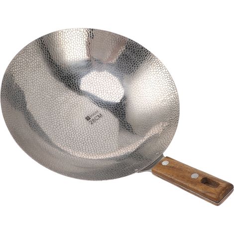 Poêle à frire multifonction 28 cm, manche en bois, acier inoxydable 304, revêtement antiadhésif, chauffe rapide (1/5)