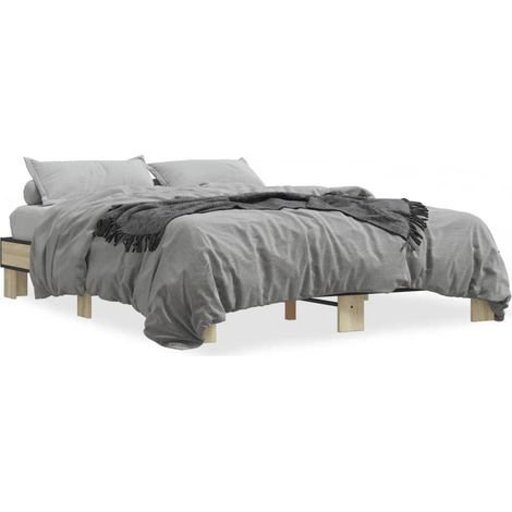Maison Exclusive - Bettgestell Sonoma-Eiche 150x200 cm Holzwerkst (1/5)