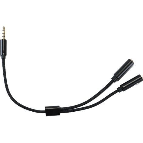 Adaptateur casque/microphone mâle vers 2 femelles, câble répartiteur pour casque audio, prise jack 3,5 mm, gaine tressée en nylon (1/5)