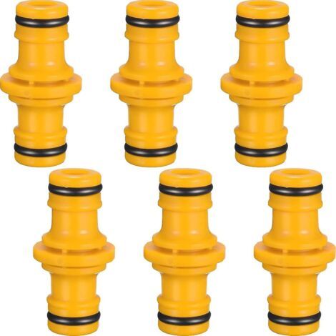 Raccords de tuyau à connecteur Double mâle, 6 pièces, pour joindre le Tube de tuyau d'arrosage (jaune) (1/5)
