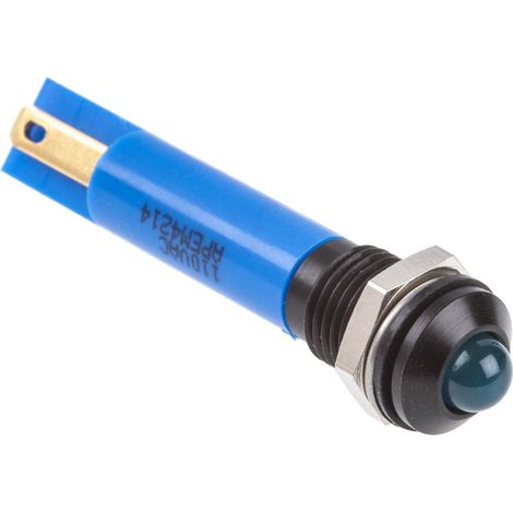 Voyant LED lumineux Bleu RS PRO, dia. 8mm, 110V c.a., IP67 ( Prix pour 1 ) (1/2)
