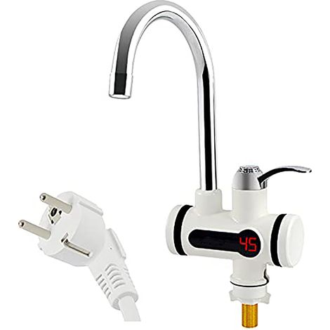 Grifo eléctrico de 220 V con calentador de agua instantáneo, 3000 W, pantalla LED de temperatura, calentador de agua para cocina y baño (bajo encimera, grande) (1/5)