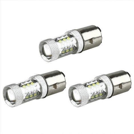 Lot de 3 ampoules de phare blanches BA20D H6 de 80 W à 16 LED pour moto, cyclomoteur et quad. (1/5)
