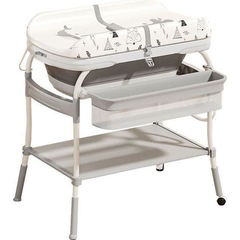 Baignoire bébé 2 en 1 avec matelas à langer – Thermomètre numérique intégré – Hauteur réglable pour un confort optimal – Compacte et facile à nettoyer