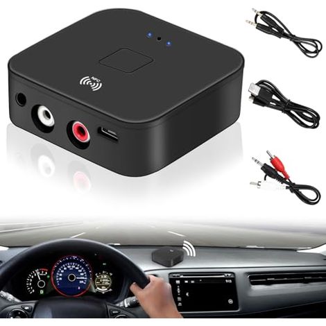 Ricevitore NFC Bluetooth 5.0: adattatore audio Bluetooth per impianti stereo, ricevitore adattatore audio HiFi wireless con jack AUX da 3,5 mm per prodotti digitali con funzionalità Bluetooth/NFC