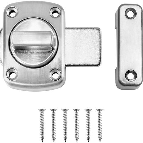 5 pestillos de puerta batiente, pestillo de puerta interior, pestillo para baño, pestillo para dormitorio, puerta de aseo, plateado