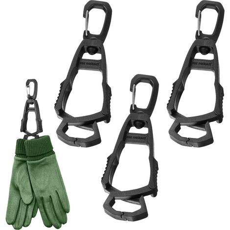 Lot de 3 porte-gants rotatifs à 360 °, mousqueton, ceinture, gants de construction, clips puissants (1/5)