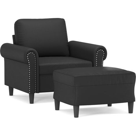 Maison Exclusive - Sessel mit Hocker Schwarz 60 cm Kunstleder