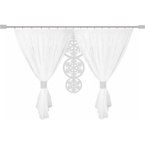 Tenda traforata a tema natalizio con motivo a fiocchi di neve, invernale, 400 x 145 cm