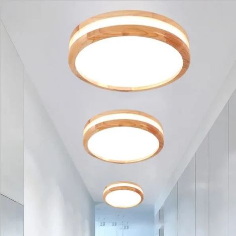 3pcs Plafonnier LED Retro,Lustre Plafonnier Industriel Vintage en Bois Style Campagne pour Salon Chambre,Luminaire Froide (1/4)