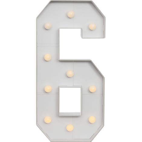 Chiffres lumineux géants LED 100 cm – Numéro 6 – Lumière chaude 2000-3000K – Pour anniversaire, fête, mariage et décoration photo – Alimentation par piles AA (non incluses)
