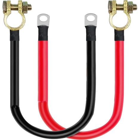 Câble d'onduleur Batterie 30 cm avec Connecteurs de Bornes Batterie 12V-24V 25mm² 3AWG (Max 125A) Câbles de Batterie avec Cosses en Cuivre étamé aux Deux Extrémités pour Bateau RV Voiture Moto (1/3)