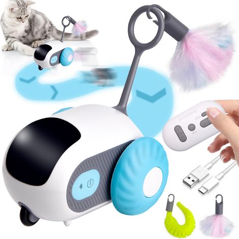 Interaktives Katzenspielzeug, 2 Modi, Katzenspielzeug für den Innenbereich, automatisches interaktives Kätzchenspielzeug, intelligentes Katzenspielzeug, 360-Grad-Drehung und USB-Aufladung