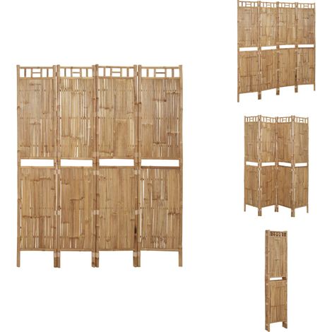 Cloison de séparation 4 panneaux Bambou 160x180 cm - Séparateur De Pièce - Écran De Confidentialité - Cloison Pliable - Bambout - Décoration Murale (1/5)