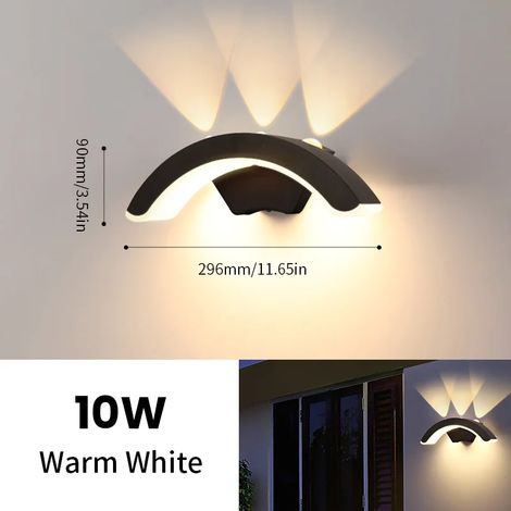 Applique murale LED extérieure étanche (blanc chaud) 10 W, style moderne, AC85-2605 V, compatible avec les façades, les porches et les jardins. (1/5)