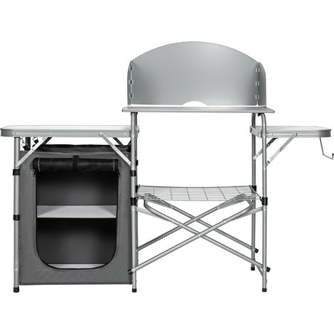 Montage rapide table barbecue pliante avec pare-vent, étagères et sac de transport pour camping et pique-nique (1/5)
