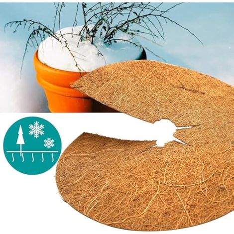 Protection en noix de coco Akuoly pour plantes en pot, 30 cm, protection contre le gel hivernal, lot de 4 tapis pour plantes en noix de coco (1/3)