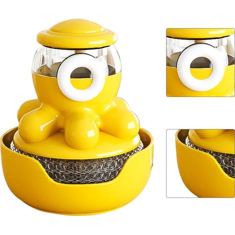 Brosse de remplissage de liquide pour pompe à savon, en plastique, en forme de pieuvre mignonne, jaune, 1993 (1/5)
