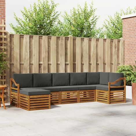 Ecksofa Set 7 pcs Natur und Anthrazit Massivholz Akazie (1/5)
