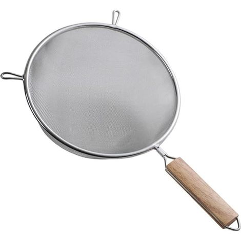 Passoire fine en acier inoxydable, tamis à farine avec manche, chinois de cuisine pour égoutter, grille fine robuste et durable (1/5)