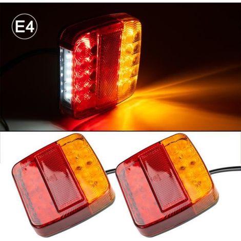 Lot de 2 Feux de remorque LED, Clignotant rouge et jaune, ABS, 12V DC, Pour camion (1/3)