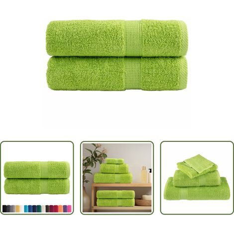 vidaXL Apfelgrün - Premium-Duschtücher SOLUND 2 Stk. Apfelgrün 70x140 cm 600 g/m² (1/5)