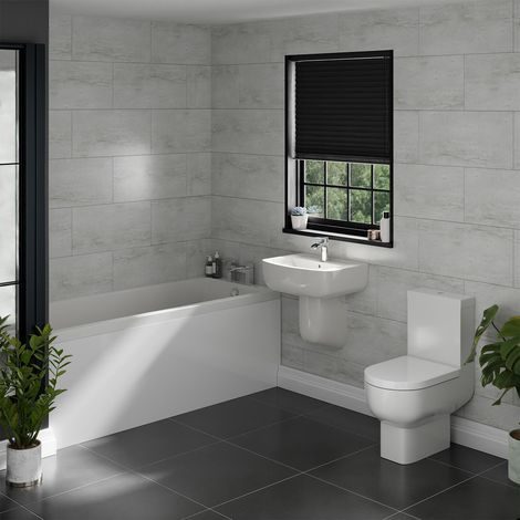 Quinn White 550mm Basin and 1800mm Straight Single Ended Bathroom Suite (1/4)