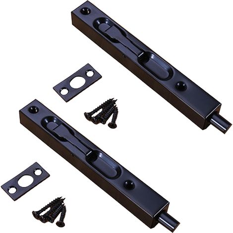 Lot de 2 verrous encastrés pour portes - Serrures de sécurité invisibles pour portes composites, portes en bois, portes doubles, etc. (1/5)