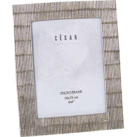 Cadre photo en résine pour photographie de 10 x 15 cm, argenté, 16 x 1,3 x 21,3 cm, pour 10 x 15 cm (1/3)