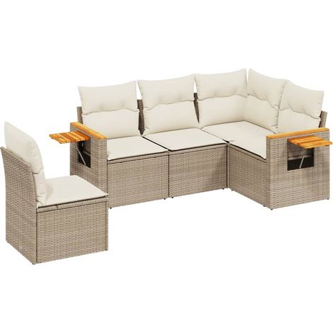 Maison Exclusive - Patio Sofa Set 5 plaza Beige and Cream (1/5)