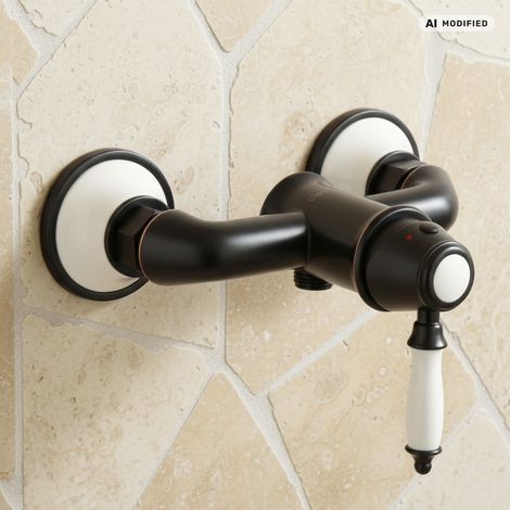 PaulGurkes Robinet de Douche Nostalgique en Design Rétro Mélangeur Monocommande Noir Vintage (1/5)