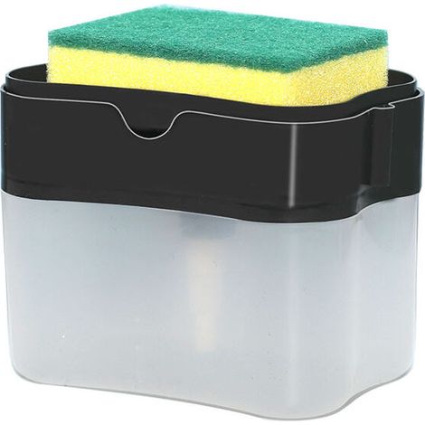 Distributeur automatique de savon en bouteille, pour liquide et éponge de cuisine(1 pièce, noir) (1/5)