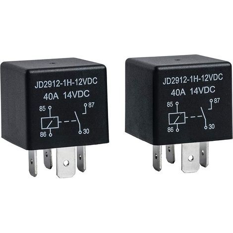 Lot de 2 relais de voiture 4 broches 12 V 40 A Numéro de modèle : JD2912-1H-12VDC 40 A 14 VDC, commutateur de relais de voiture Commutateurs et démarreurs automatiques (1/5)