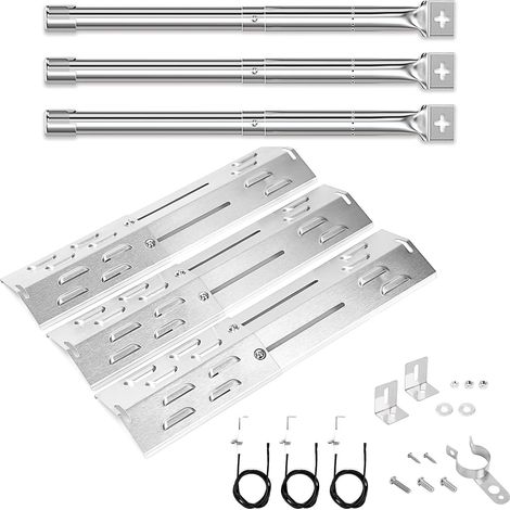31 to 44CM Universel Réglable Brûleurs de Gril, Tubes croisés, 30 to 53CM Plaque de diffuseur de Chaleur pour Gasgrill, Gasgrill Ersatzteile Lot de 3