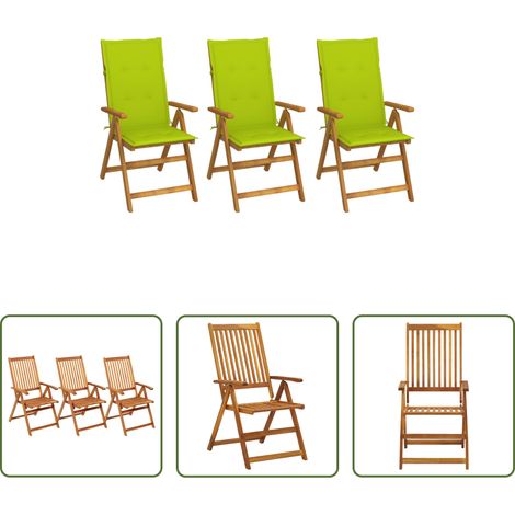 Klappstuhl - Klappbare Gartenstühle 3 Stk. mit Auflagen Massivholz Akazie (1/5)