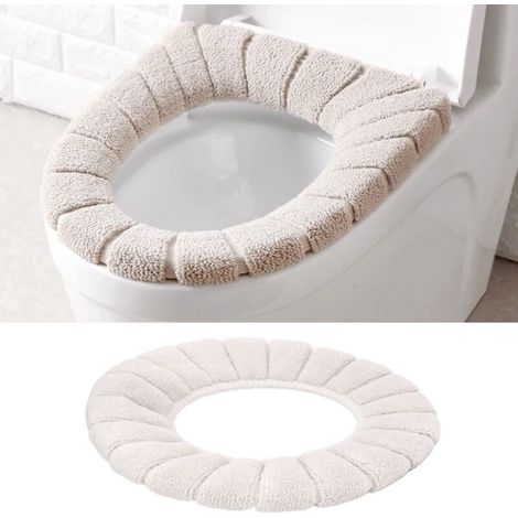 WC-Sitzbezug, verdicktes, waschbares, weiches Material, wärmend, hautfreundlich, strapazierfähig, exquisite Farbe, WC-Sitzkissen (Beige) (1/5)
