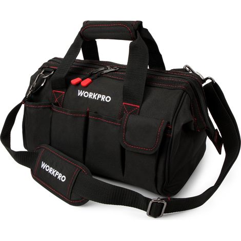 Workpro W081021 Borsa porta utensili per attrezzi ad apertura larga con base anti-umidità, 14’’ (1/4)