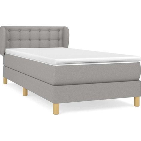 Maison Exclusive - Cama box spring con colchón tela gris claro 90 (1/5)