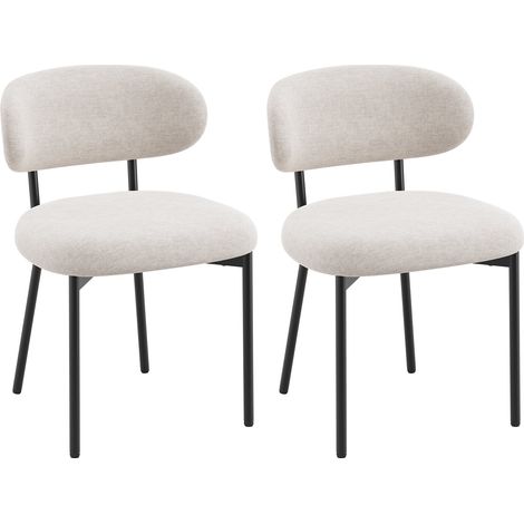 2er-Set Esszimmerstühle mit Rückenlehne und Metallbeinen – moderne gepolsterte Stoffstühle für Küche, Esszimmer oder Wohnzimmer, Beige (1/5)