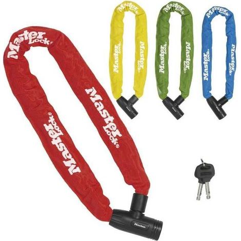 MASTER LOCK Fahrradschloss Stahlkettenglied [mit Schlüssel] [90 cm Kette] [Zufällige Farbe] 8391EURDPROCOL - Ideal für Fahrräder (1/3)
