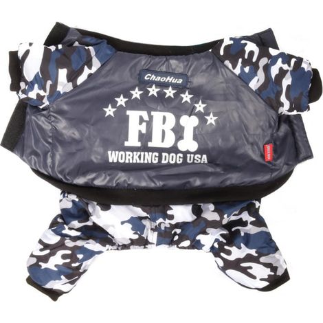 Combinaison de protection pour chien de taille moyenne, camouflage gris graphite, imperméable et chaude (1/5)