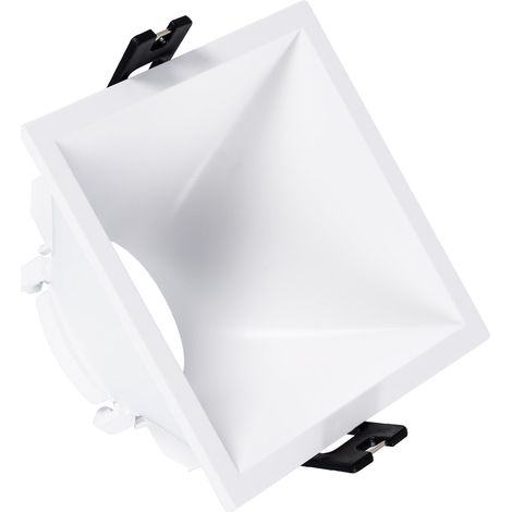 Collerette Downlight Carrée 45º Faible UGR pour Ampoule LED GU10/GU5.3 Coupe 85 x 85mm Blanc