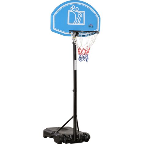 Canestro Basket con Altezza Regolabile 197.5-245cm, Base con Ruote e Tabellone, Blu (1/5)