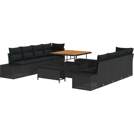 Maison Exclusive - Set Divano da Giardino Nero 100 x 100 x 71 cm Poly Rattan