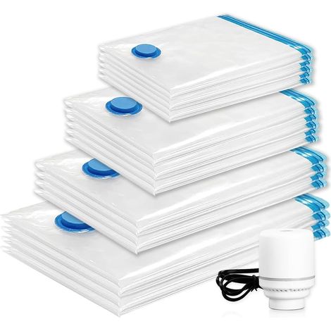Sacs de rangement sous vide avec pompe à air électrique, lot de 20, pour un rangement peu encombrant-AquaForge