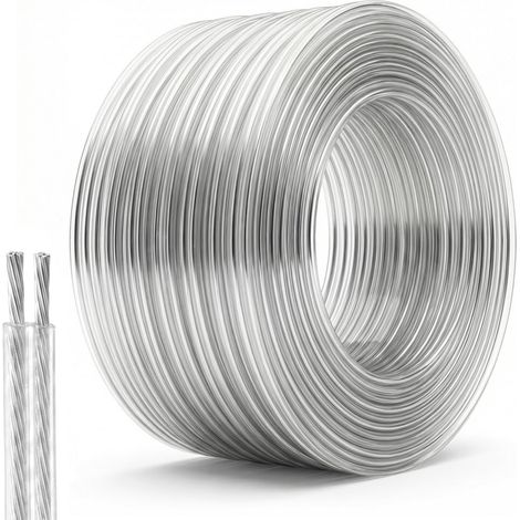 Câble Électrique Transparent 2 Fils 28 AWG 30M Fil en Cuivre Étamé pour Ruban LED, Guirlandes et Basse Tension Gaine PVC Souple Invisible 1.6 x 3.2 mm (1/5)