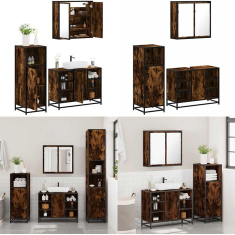 vidaXL Ensemble de meubles de salle de bain 3 pcs Chêne fumé (1/5)