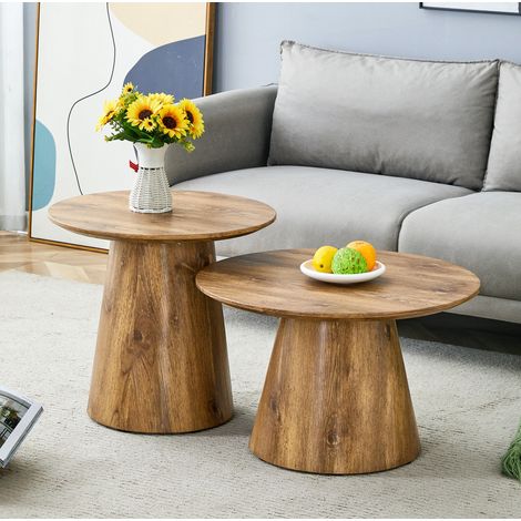 Set tavoli rotondi effetto legno in MDF OKMYHOME (1/5)